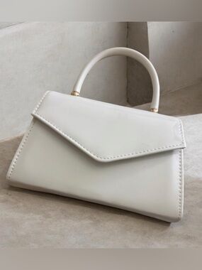 Glossy White Mini Top-Handle Satchel